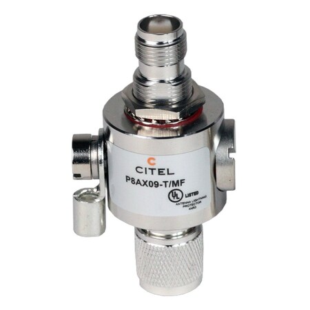 Citel Outdoor RF Protector, Dc-3.5 Ghz, Dc Pass, 25W, Imax 20Ka, Male-Female Tnc Connector P8AX09-T/MF